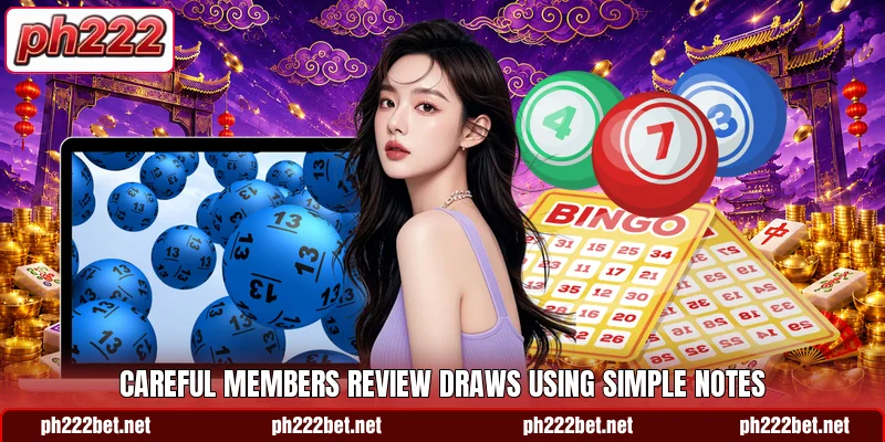 Careful members review draws using simple notes