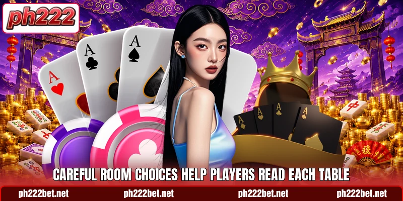 Careful room choices help players read each table Careful room choices help players read each table