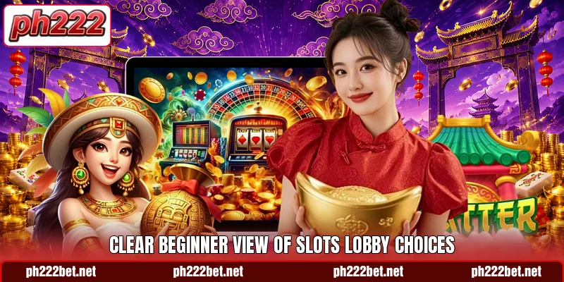 Clear beginner view of slots lobby choices Clear beginner view of slots lobby choices