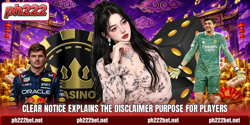 Clear notice explains the disclaimer purpose for players