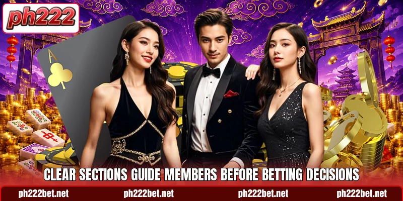 Clear sections guide members before betting decisions