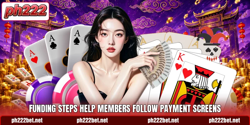 Funding steps help members follow payment screens