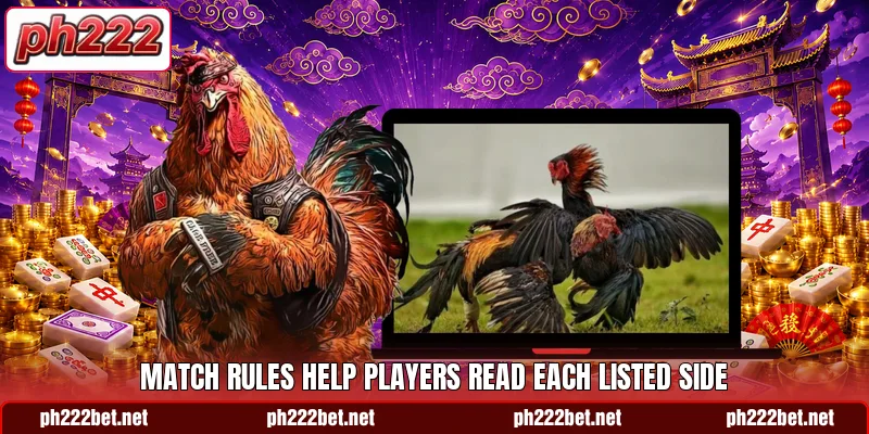 Match rules help players read each listed side