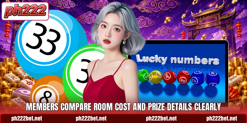 Members compare room cost and prize details clearly Members compare room cost and prize details clearly