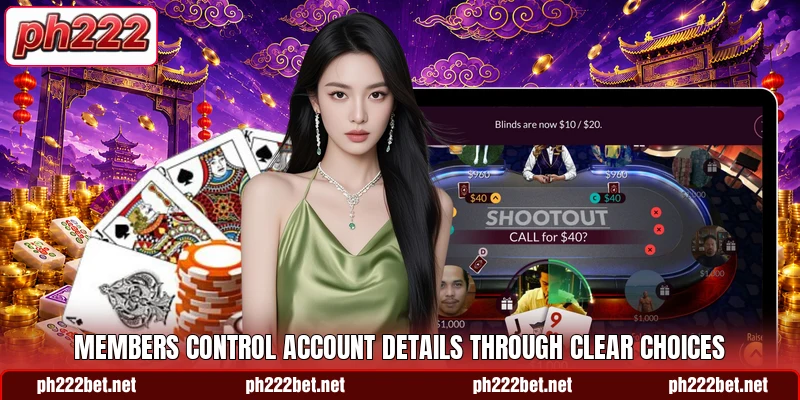 Members control account details through clear choices
