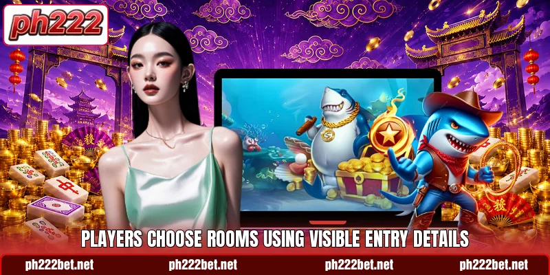 Players choose rooms using visible entry details