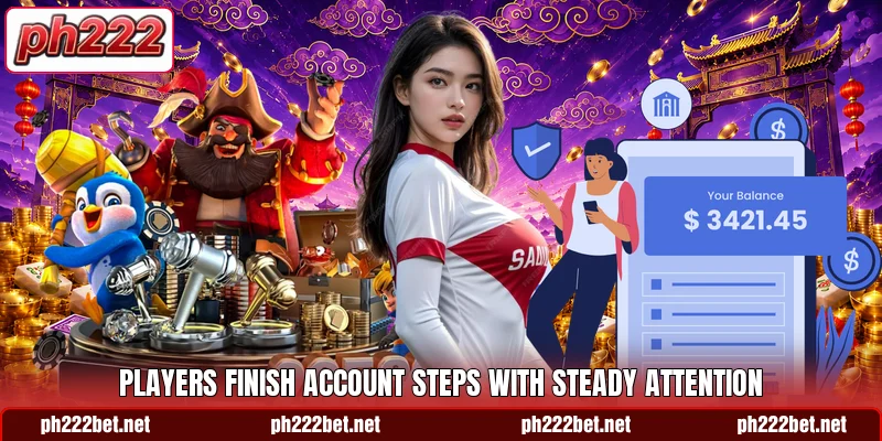 Players finish account steps with steady attention