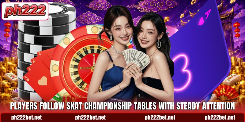Players follow Skat Championship tables with steady attention