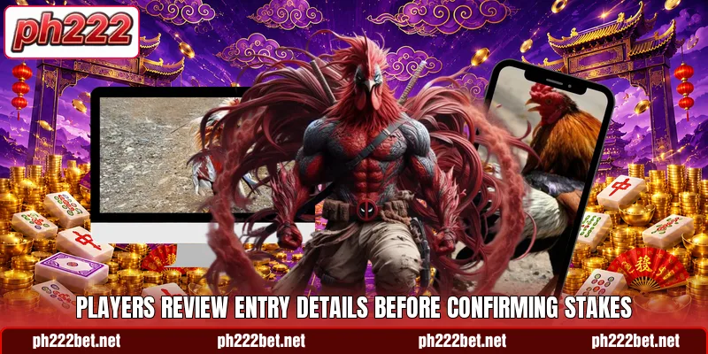 Players review entry details before confirming stakes