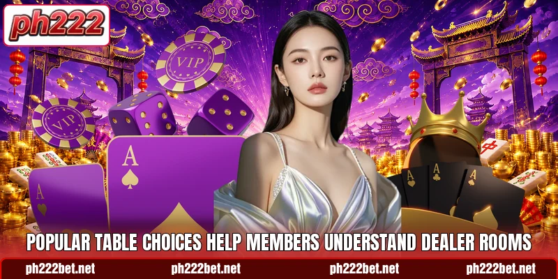 Popular table choices help members understand dealer rooms Popular table choices help members understand dealer rooms