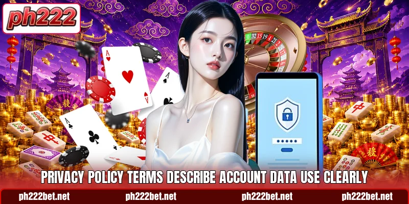 Privacy policy terms describe account data use clearly